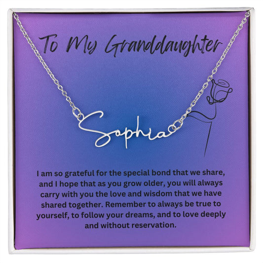 Granddaughter Signature Name Necklace